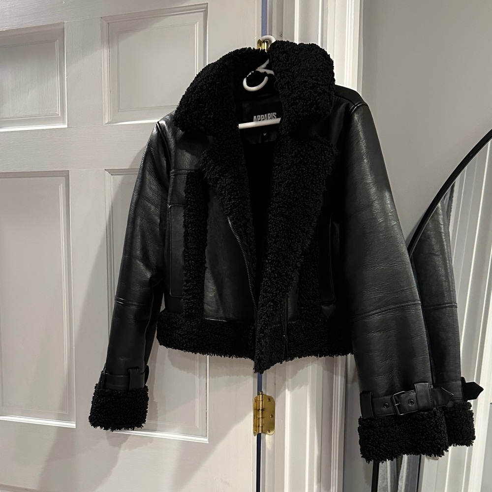 Apparis Jay faux fur and leather coat - Picture 3 of 8